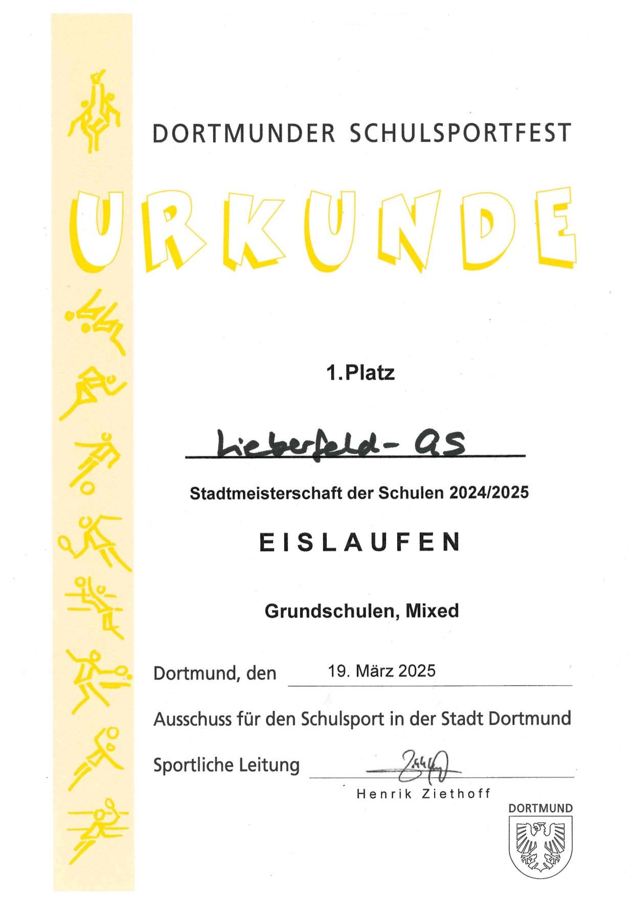 Urkunde Eislaufen 1